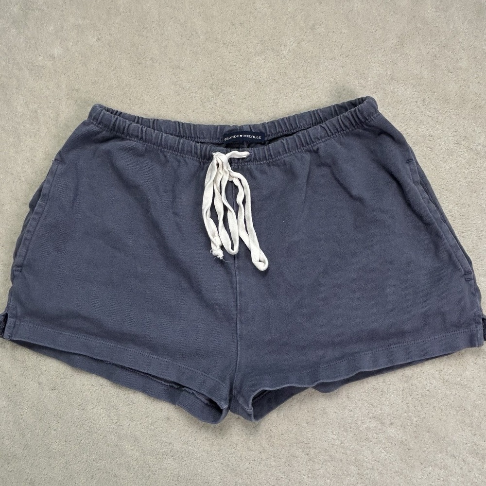 Brandy Melville Knit Lounge Shorts Elastic Waist Drawstring Relaxed OS Blue